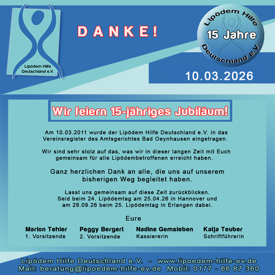 15 Jahre Lipödem Hilfe Deutschland e.V.
