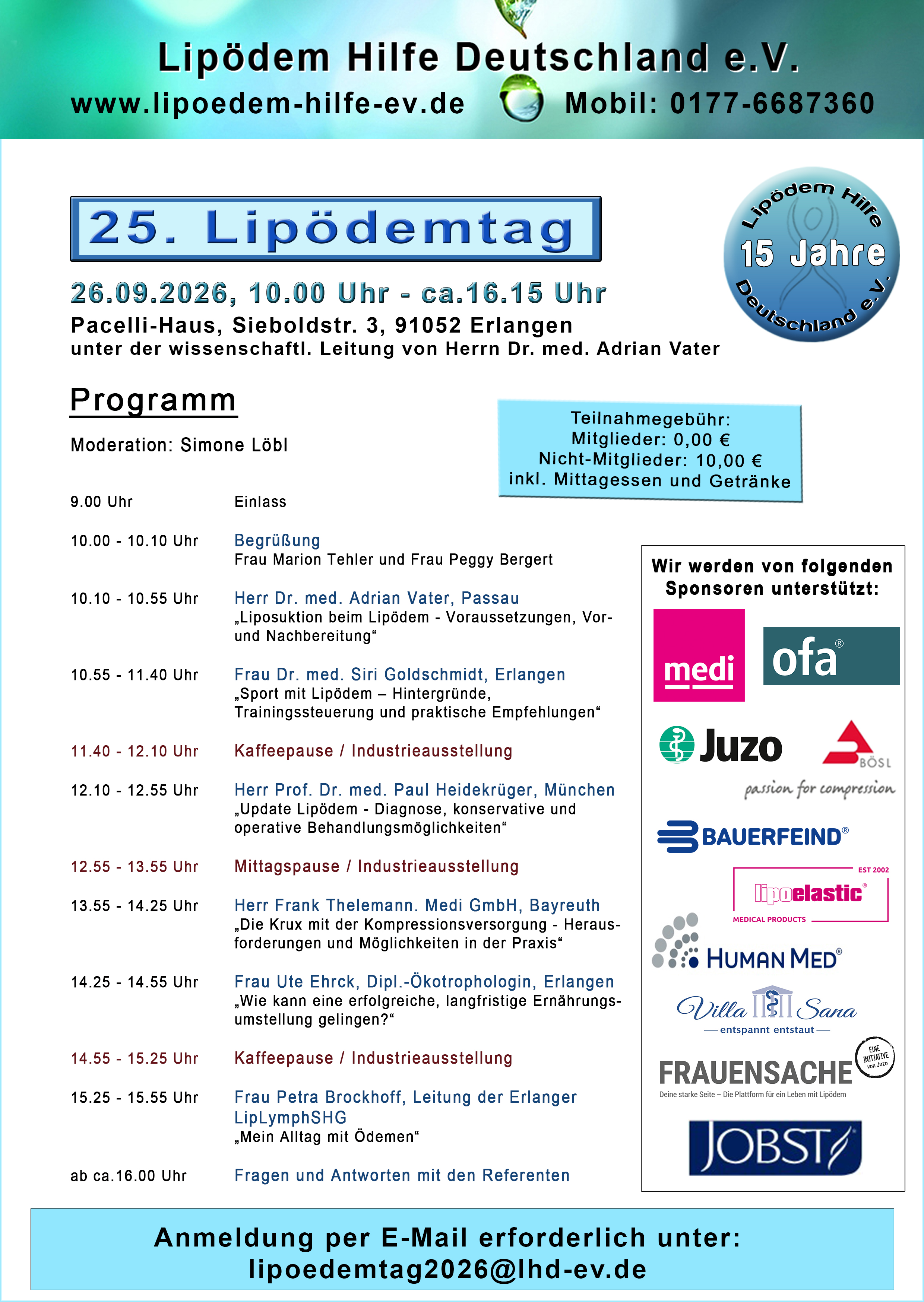 Programm für 25. Lipödemtag in Erfurt
